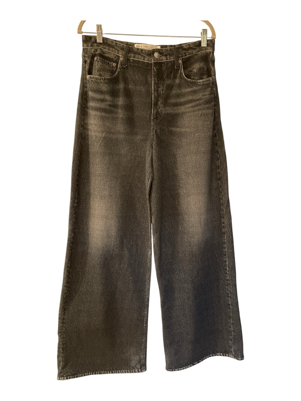 Rag and Bone rb Miramar Sofie Wide Leg Terry Cloth Black Fade Jeans